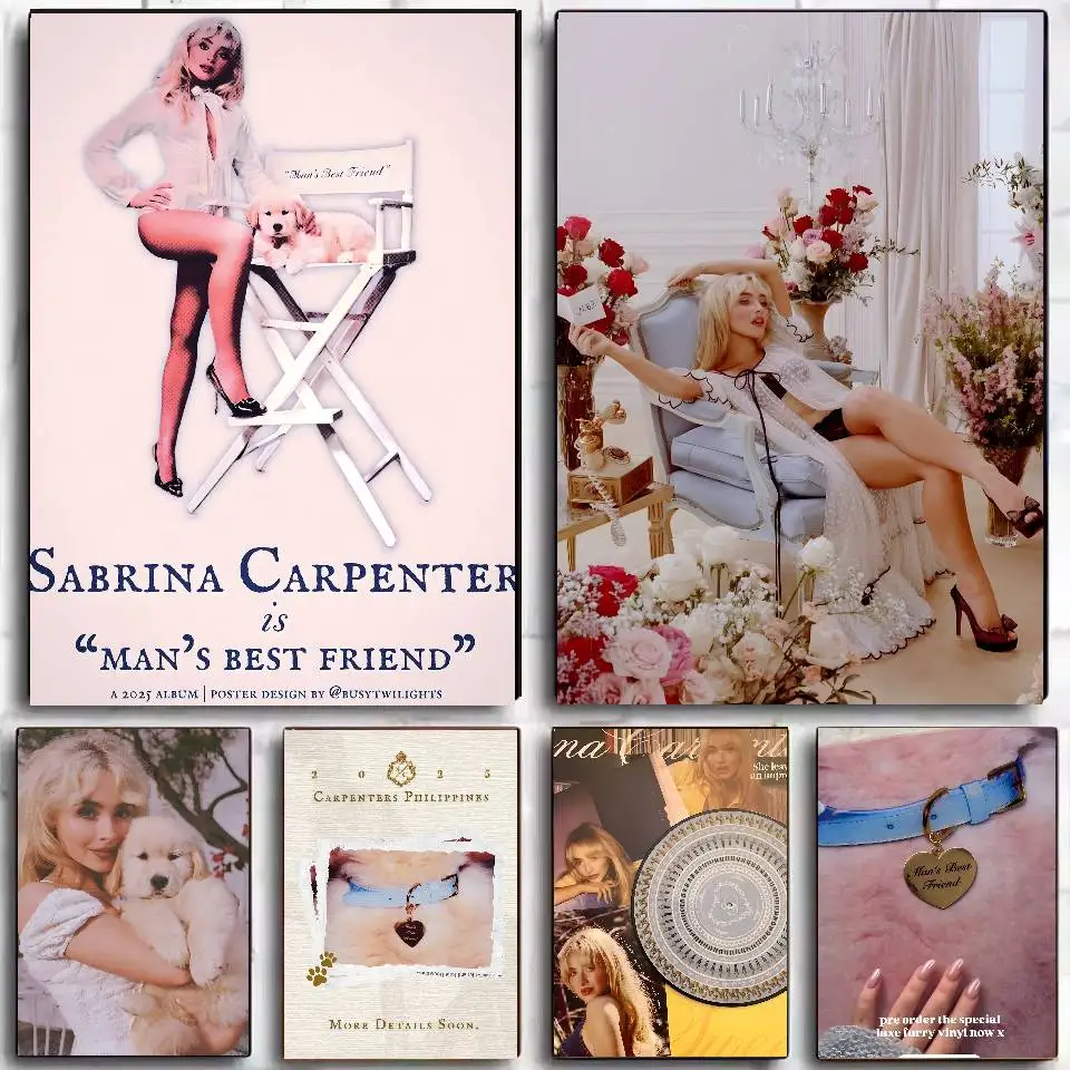 S-Sabrina Carpenter Mans Best Friend Poster  Self-adhesive Art Waterproof Paper Sticker Coffee House Bar Dorm Room Wall Decor