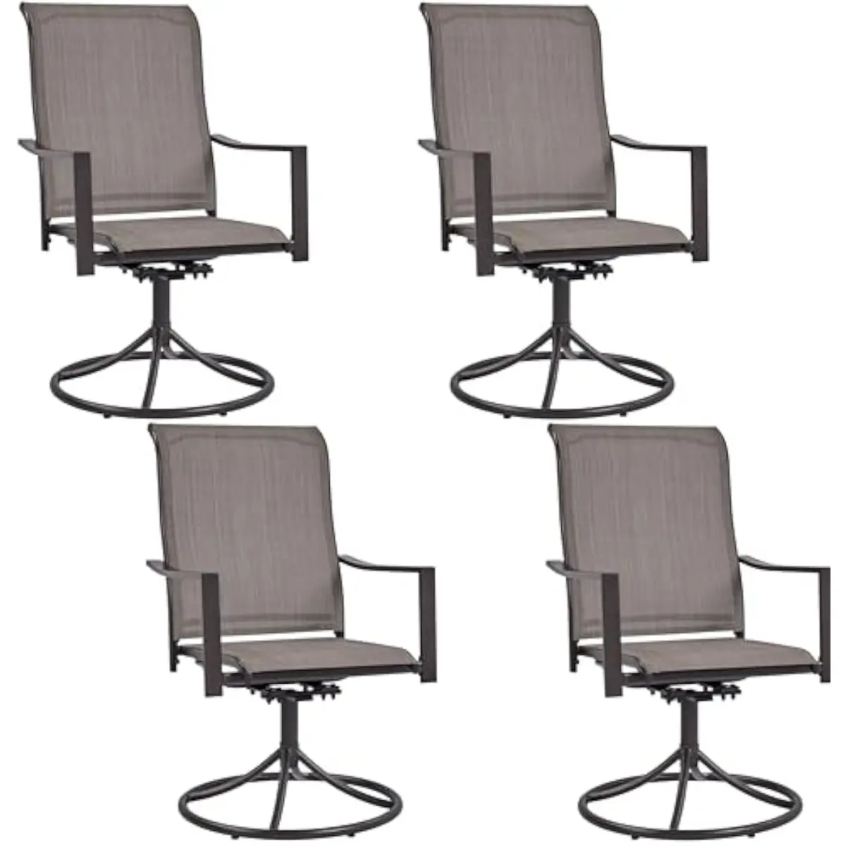 4 Rotating Outdoor Dining Chairs High-Back Set Texteline Seat Steel Frame 300 Lb Capacity Weather Resistant Minimalist Design fo