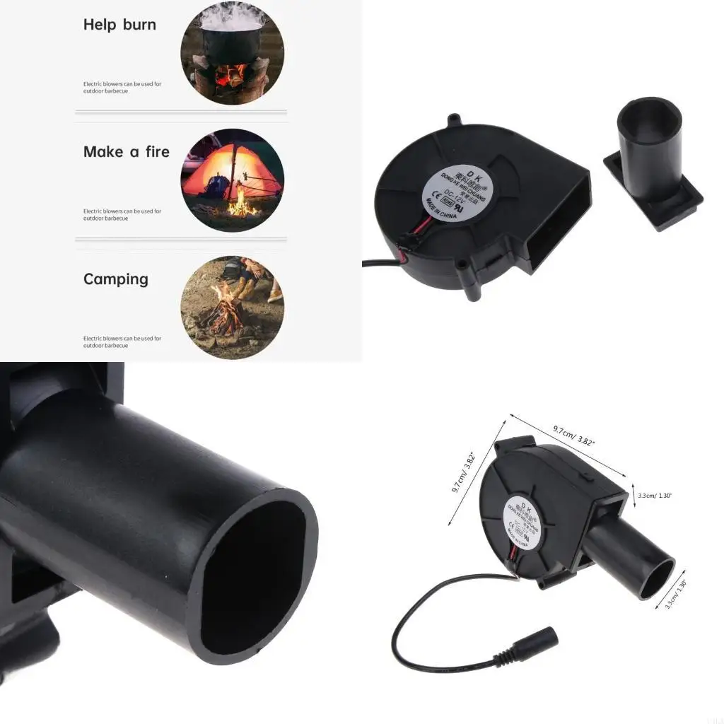 U4LA DC12V 2A شواء مروحة الشواء موقد التدفئة منفاخ الطبخ شواء مروحة الكرة تحمل