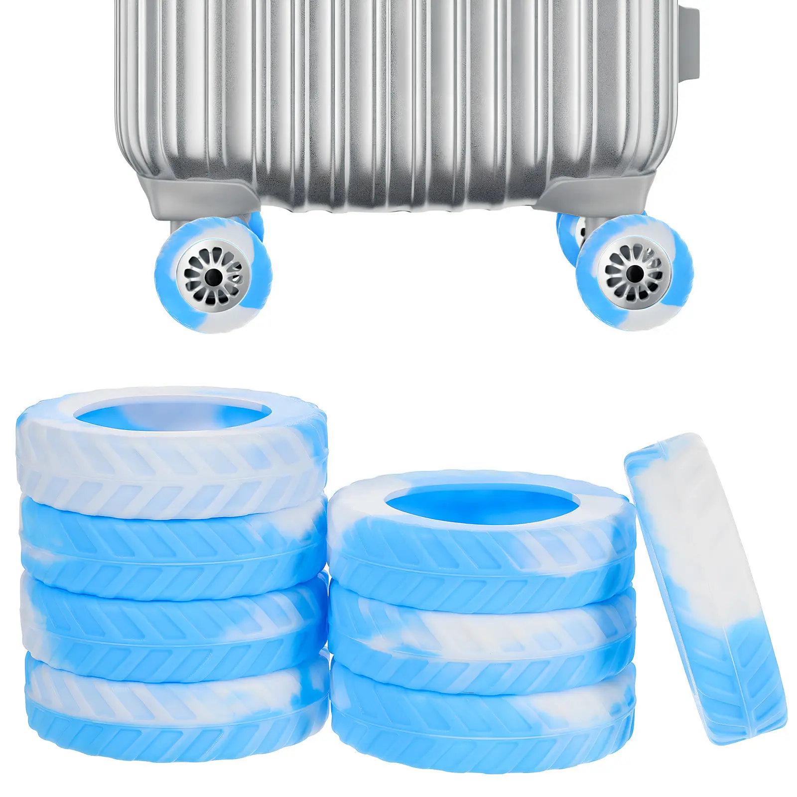 

Комплект из 8 утолщенных силиконовых чехлов для колес багажа, амортизирующие накладки на ролики, бесшумные защитные накладки для чемоданов, аксессуары для путешествий