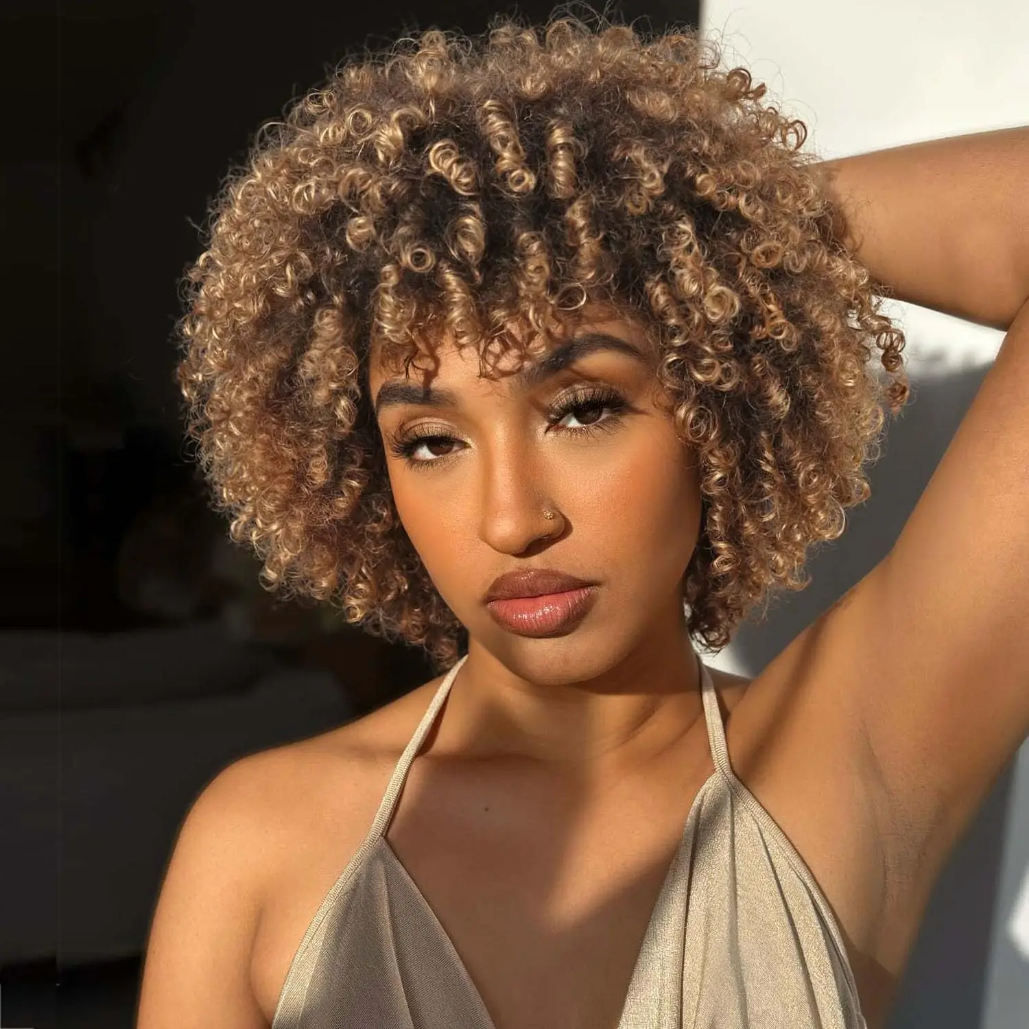 

Black Women 10inch Dark Brown Synthetic Curly Wig