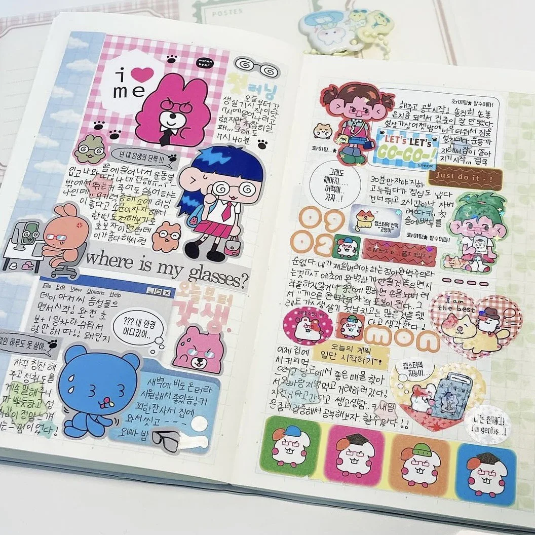 Korea Cute Bad Girl Cartoon Character Sticker Hand Account Notebook Diary Planner Scrapbook Stationery DIY Decorative Stickers
