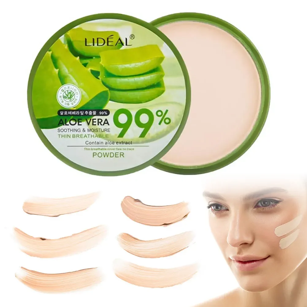 99% Aloe Vera Face Powder Smoothing Pressed Powder Waterproof Breathable Moisturizing Makeup Concealer Brighten Foundation