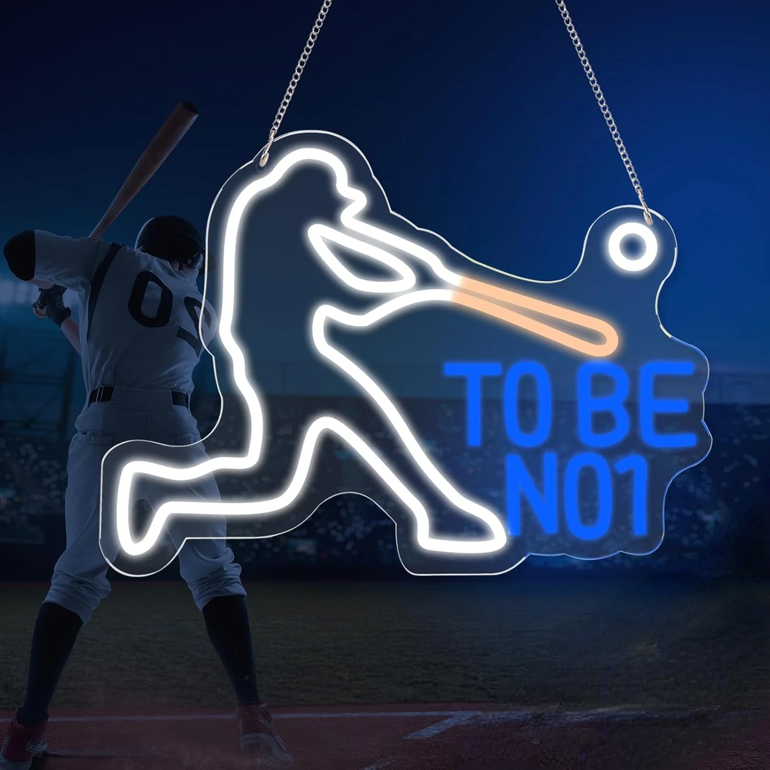 

TO BE NO1 Neon Sign USB Powered LED Neon Light for Baseball Players Room Baseball Fields Stadium Wall Decoration Gift for Kid