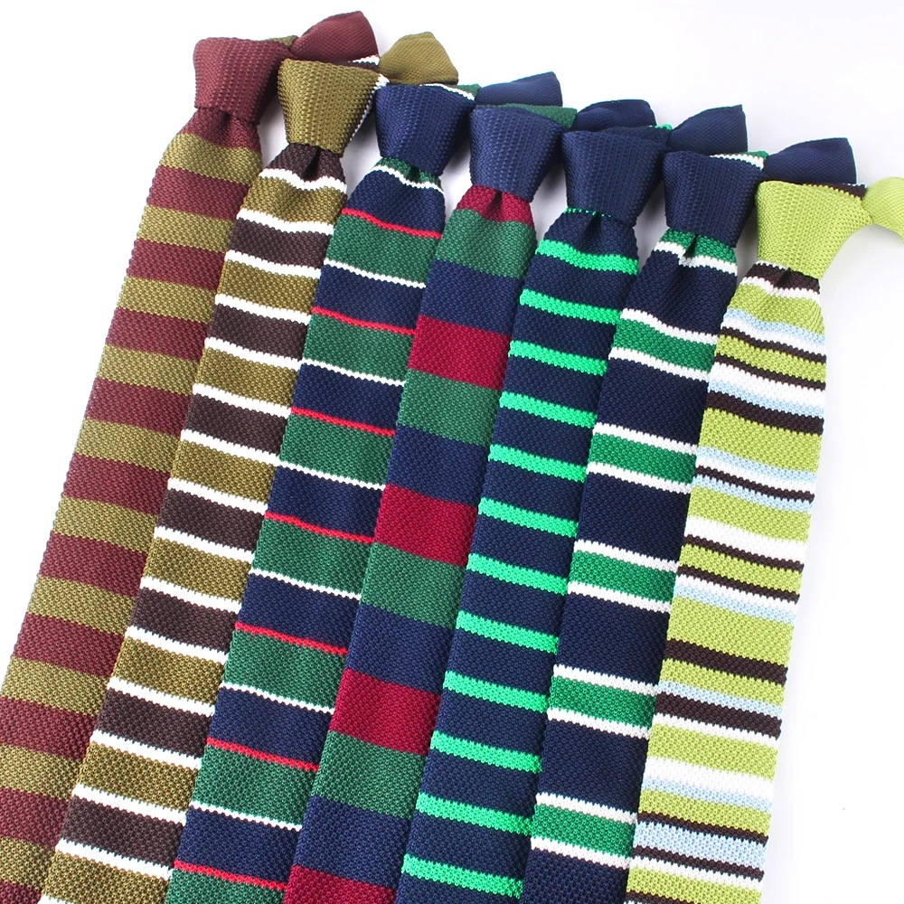 Striped Knit Neck Ties For Men Women Skinny Neckties For Wedding Knitted Groomsmen Neck Tie Green Narrow Tie Good Gifts