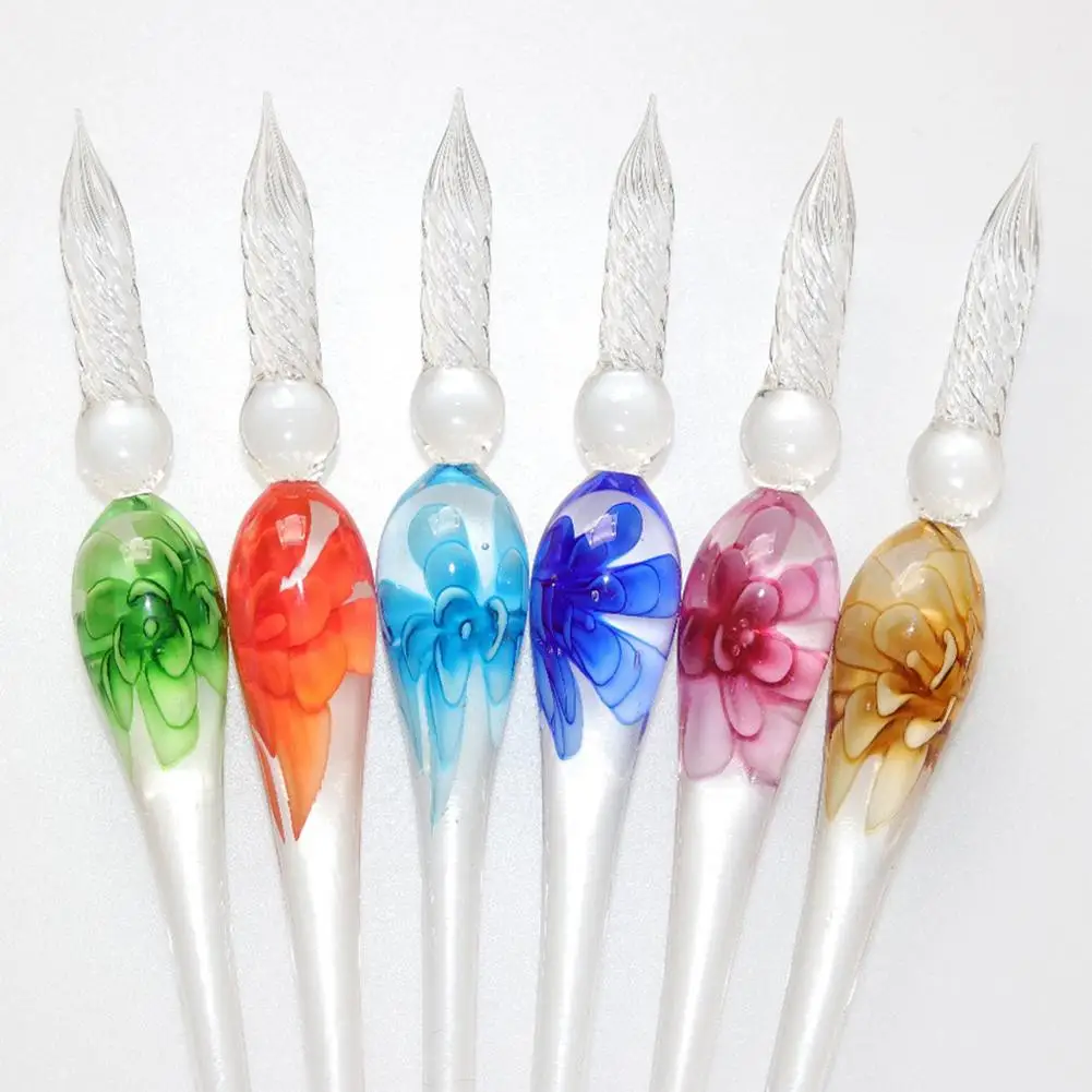 Dip Pen Floral Vintage Glass Dip Signature Fountain Pen Ink Writing Tool Stationery Gift 글라스펜 перо калиграфческое 딥펜