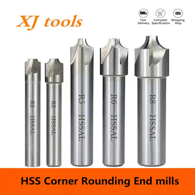 2/4Flute R1-R12.5mm HSS Corner Rounding End Mills,Ball Nosed End Mill Concave Radius Milling Cutters (R2/R3/R4/R5/R6/R7/R8/R9)