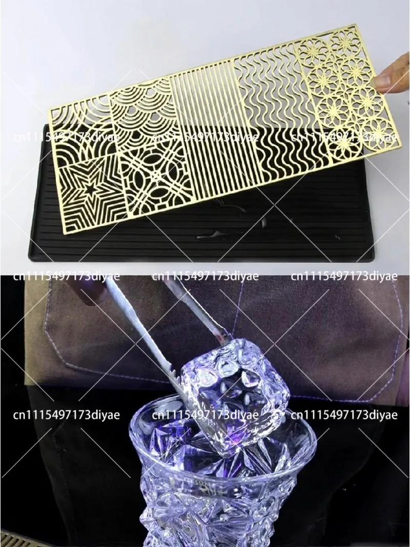 Ice Cube Mold Pure Copper DIY Brass Ice Design Stamping Plate Ice Printing Bartender Whiskey Pressing Tray 290x120MM