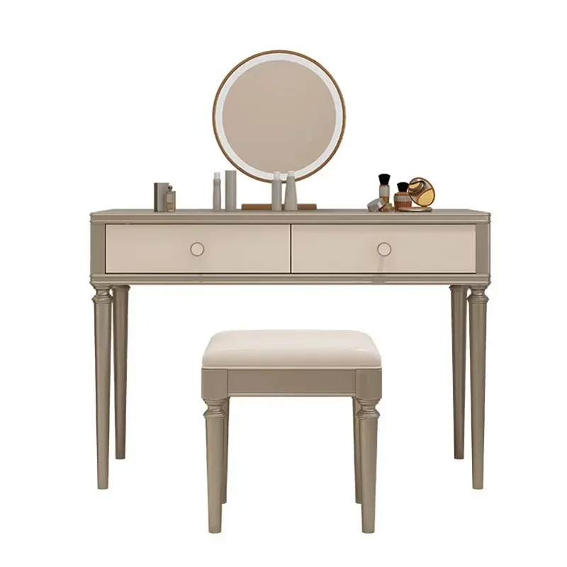 

American light luxury solid wood dresser bedroom small apartment princess dresser modern simple storage