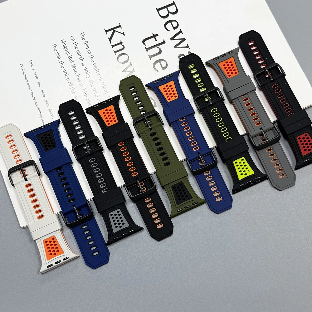 Two-tone Silicone Breathable Band for Apple watch Ultra 3 2 Strap 49mm 45mm 46mm 44mm bracelet correa iWatch Series 11 10 9 8 SE