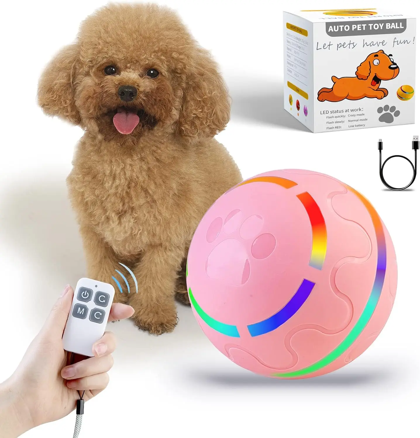 Smart Dog Toy Balls With LED Flash Lights, Automatic Dog Balls, Jolly Ball, Herding Ball for Dogs Australian Shepherds