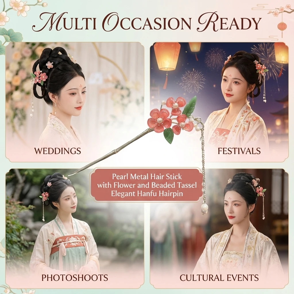 

Новая заколка для волос в китайском стиле: изысканная цветочная шпилька с блестками и стразами для платьев Ханьфу и Ципао