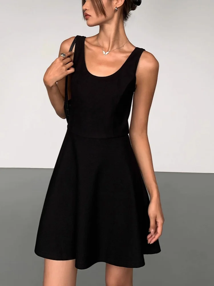 

French Design Short Style Waist-Cinching Gown Black Splice Slim Fit Women's Dress Elegantly Sexy for Fashionable Occasions