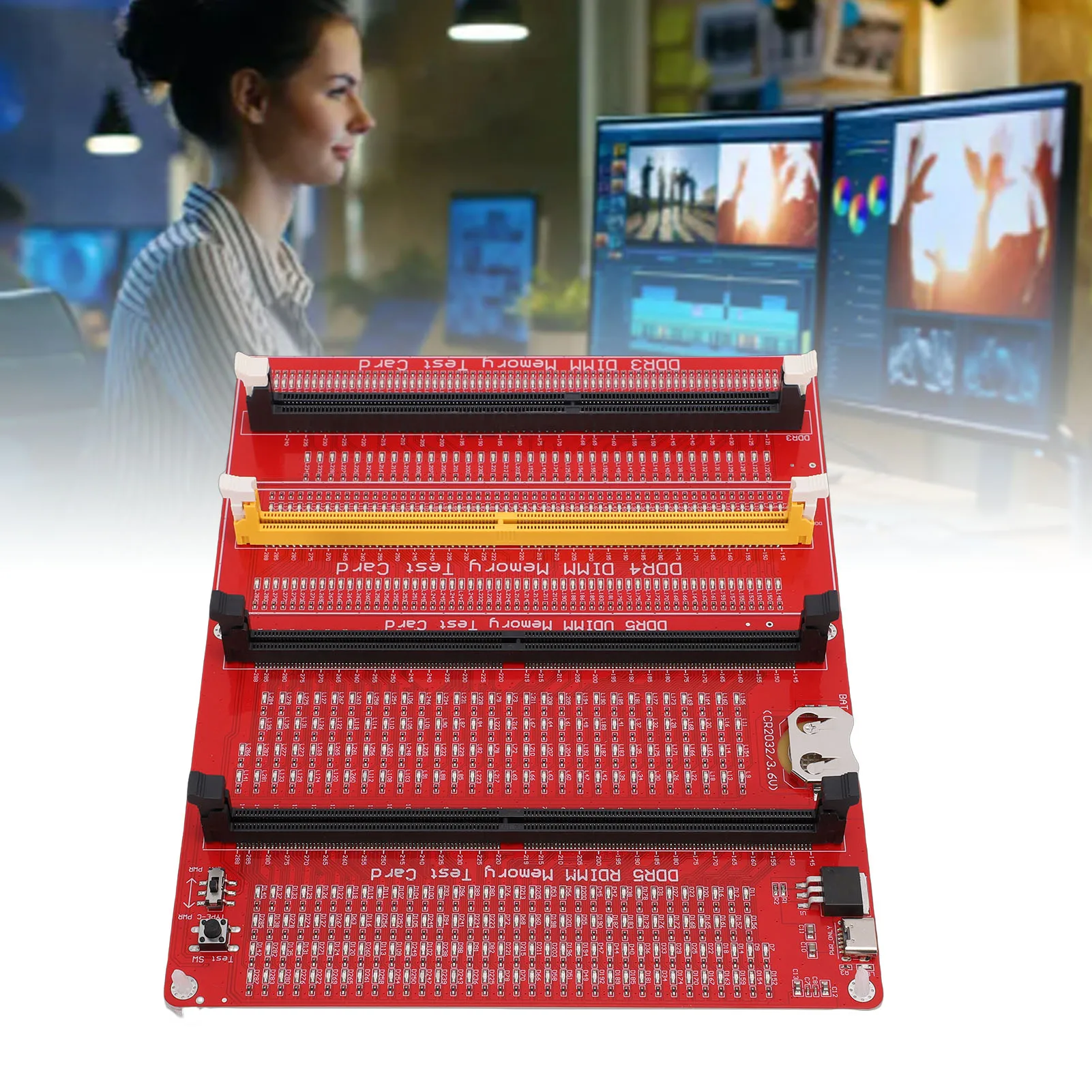4 in 1 RAM Memory Tester Card Desktop Computer DDR3 DDR4 DDR5 UDMM DDR5 RDIMM Diagnostic Analyzer with Light