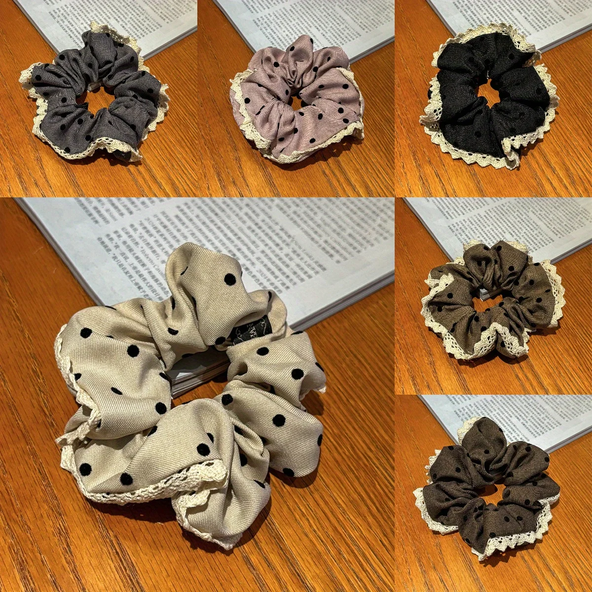

Lace Polka Dot Scrunchie High Elasticity Hair Tie Bohemian Style Ponytail Holder for Women Girls Daily Hair Accessories