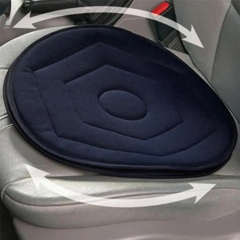 Non-slip Car Seat Revolving Rotating Cushion Memory Swivel Foam Mobility Aid Seat Cushion in Chair Tie On Pad Dark Blue