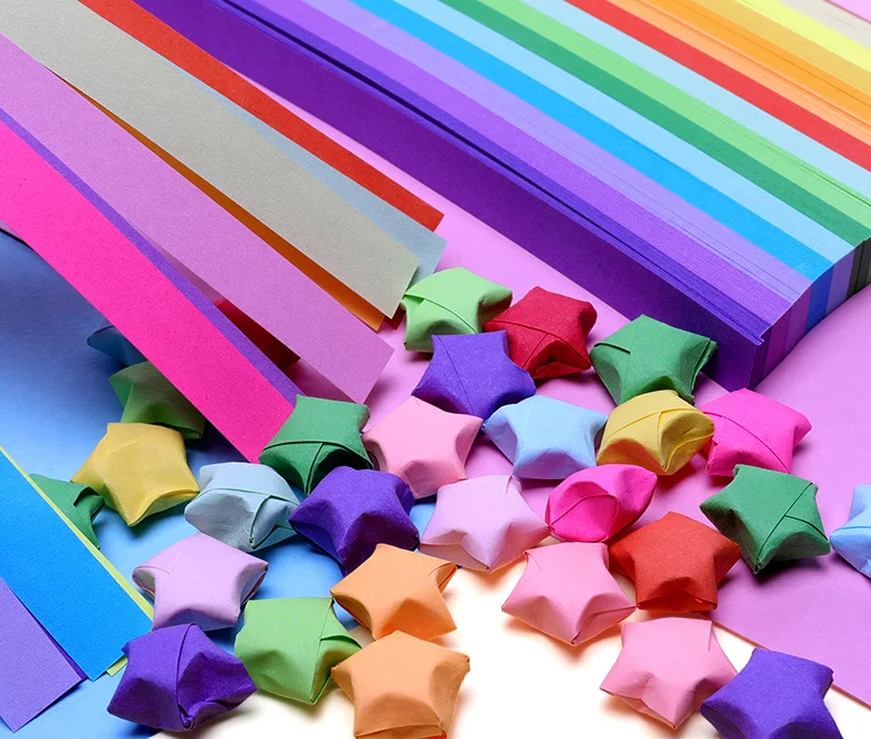 360 Hojas De Papel De Origami De Estrella, 18 Colores Surtidos, Tira De Papel De Estrella De Doble Cara Papel De Estrellas De Origami Color