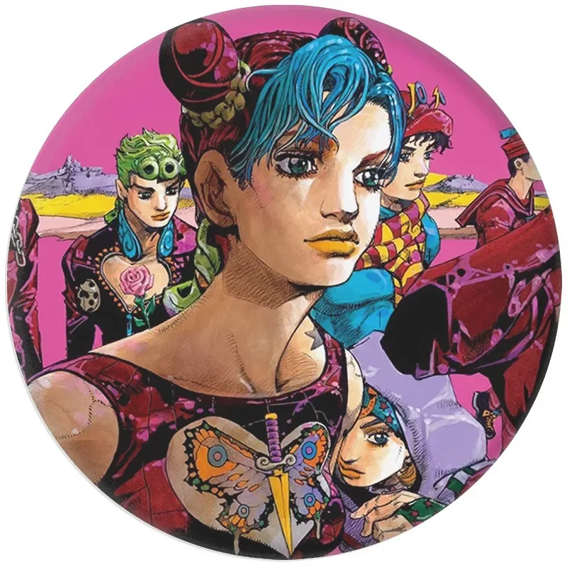 58mm Anime JoJos Bizarre Adventure Brooch Figure Kujo Jonathan Joestar Joseph Round Badge Jewelry Enamel Pins Accessories Gifts