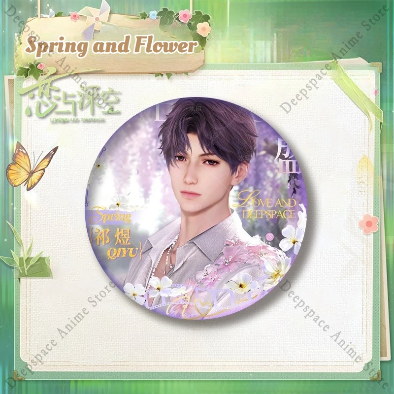 الحب والفضاء العميق سيلوس كاليب كزيفير زين رافاييل أنيمي تأثيري الربيع وزهرة مستديرة/مستطيلة شارة بروش لعبة المشجعين الهدايا