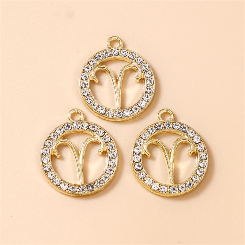 20pcs Cute Crystal Metal Constellations Charms for DIY