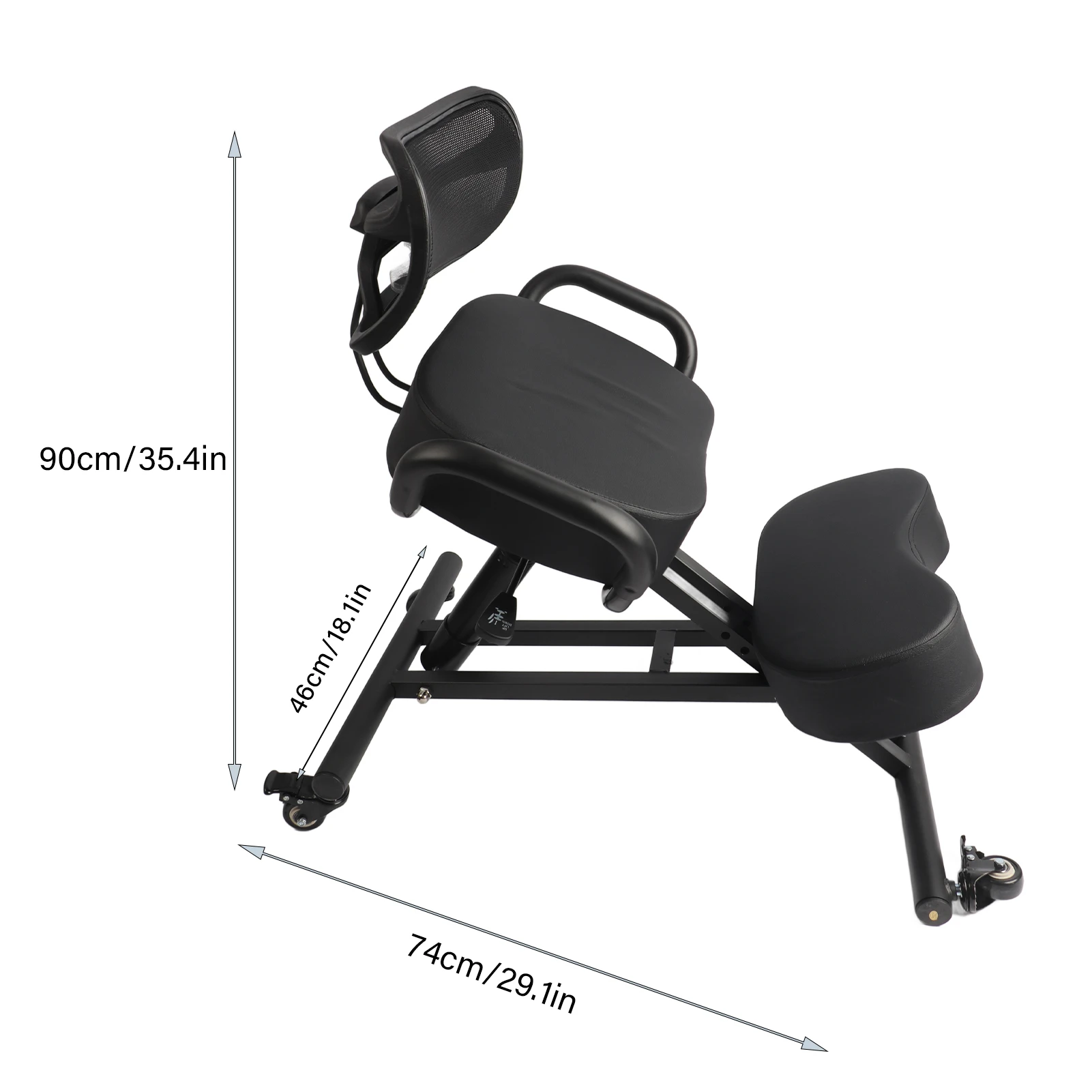 Cadeira reclinável de acampamento com altura ajustável, ergonômica, respirável, cadeira ajoelhada com almofada de couro