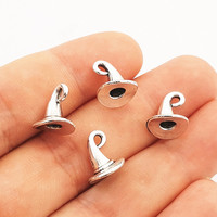 JINDINSP 15pcs 11x10mm Antique Silver Color Wizard Hat Charms Witch Hat Charms For Jewelry Making DIY Jewelry Findings
