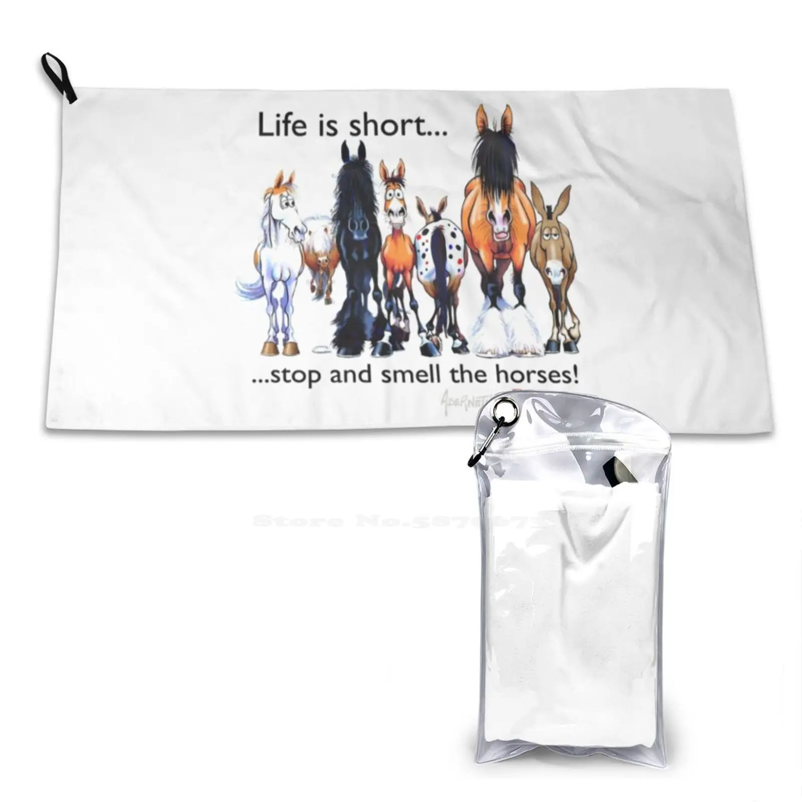 Copy Of Fergus : Life Is Short... Stop And Smell ( Black Font ) Soft Comfortable Bath Towel Outdoor Fergus Fergus Horse Funny