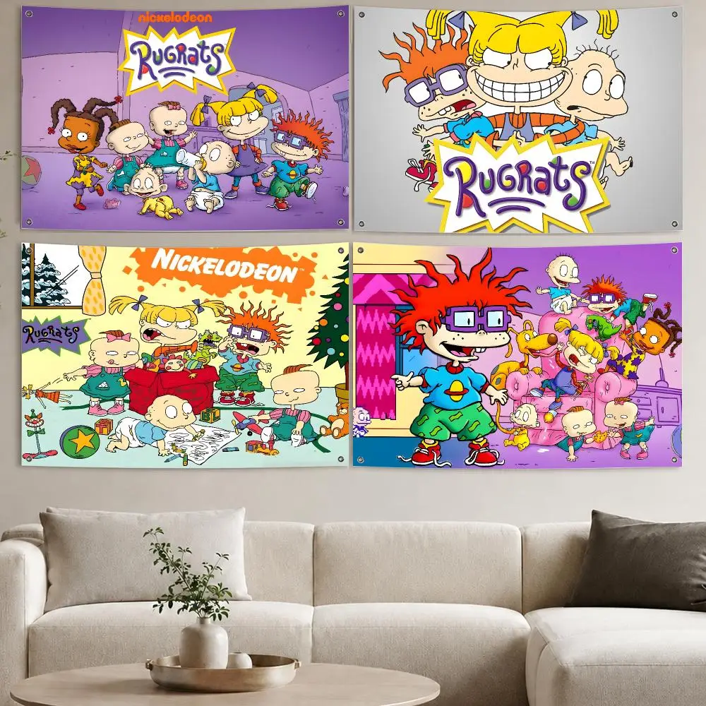 Anime R-RUGRATS-S Flags Aesthetic Wall Tapestry Printed Wall Hanging Living Room Party Outdoor Decor