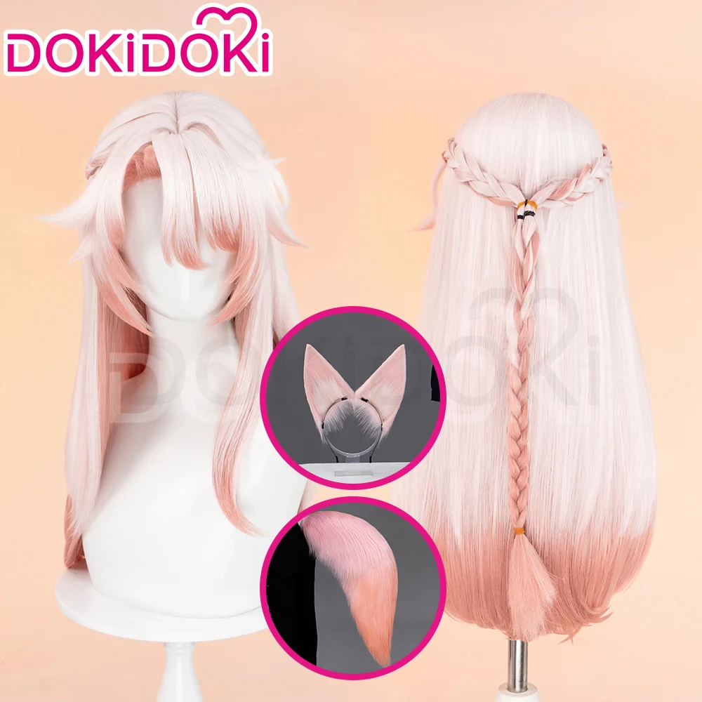 IN STOCK Jiaoqiu Wig Game Honkai: Star Rail Cosplay DokiDoki Men 60cm Pink Long Hair Jiaoqiu Ears Tail Free Wig Cap Halloween