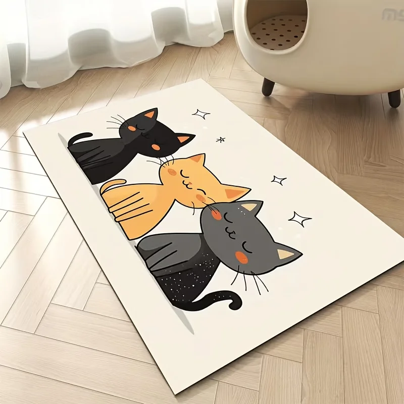 VIKAMA Bohemian Color-Block Striped Three-Back Cat Pet Placemats, Splash-Proof, Washable And Easy-To-Wipe Pet Feeding Pads