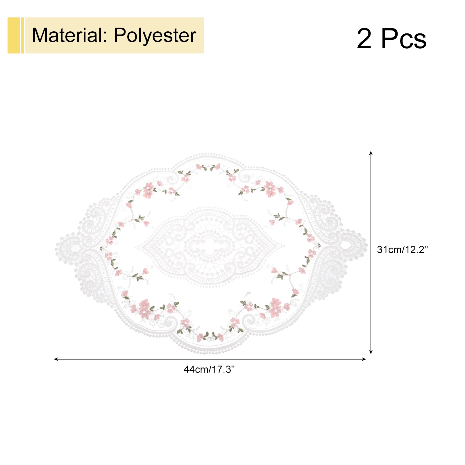 Retro Lace Placemat 12x17-in Oval Embroidered Table Place Mats French Crochet Doilies Coasters Cup Mat for Home Wedding