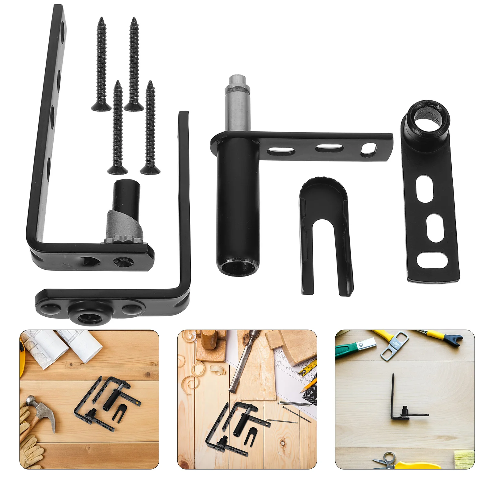 

1 Set Black Self-Closing Door Hinges Stainless Steel Heavy Duty Swinging Hardware Automatic Gravity Hinge For Bar Counter Salon