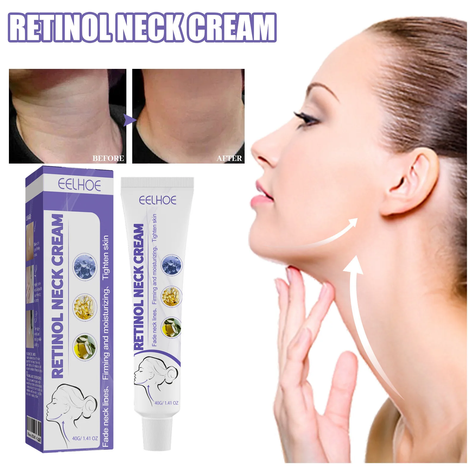

EELHOE Retinol Neck Cream 40g Firming and Diminishing Neck Wrinkles Deeply Nourishing and Easily Absorbed Massaging the Skin