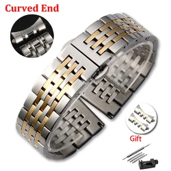 Curved End Strap Arc 16mm 18mm 19mm 20mm 21mm 22mm Metal Wristbelt Solid Stainless Steel Watch Band for TISSOT Butterfly Buckle