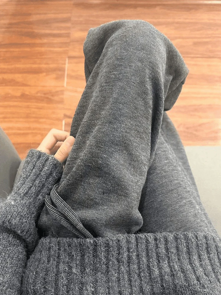 

Deep ey Fce Lined Men's Sweatpants Casual Draped Soft Wide Leg Long Pants Autumn Winter Lazy Sle Faionable Urban Look