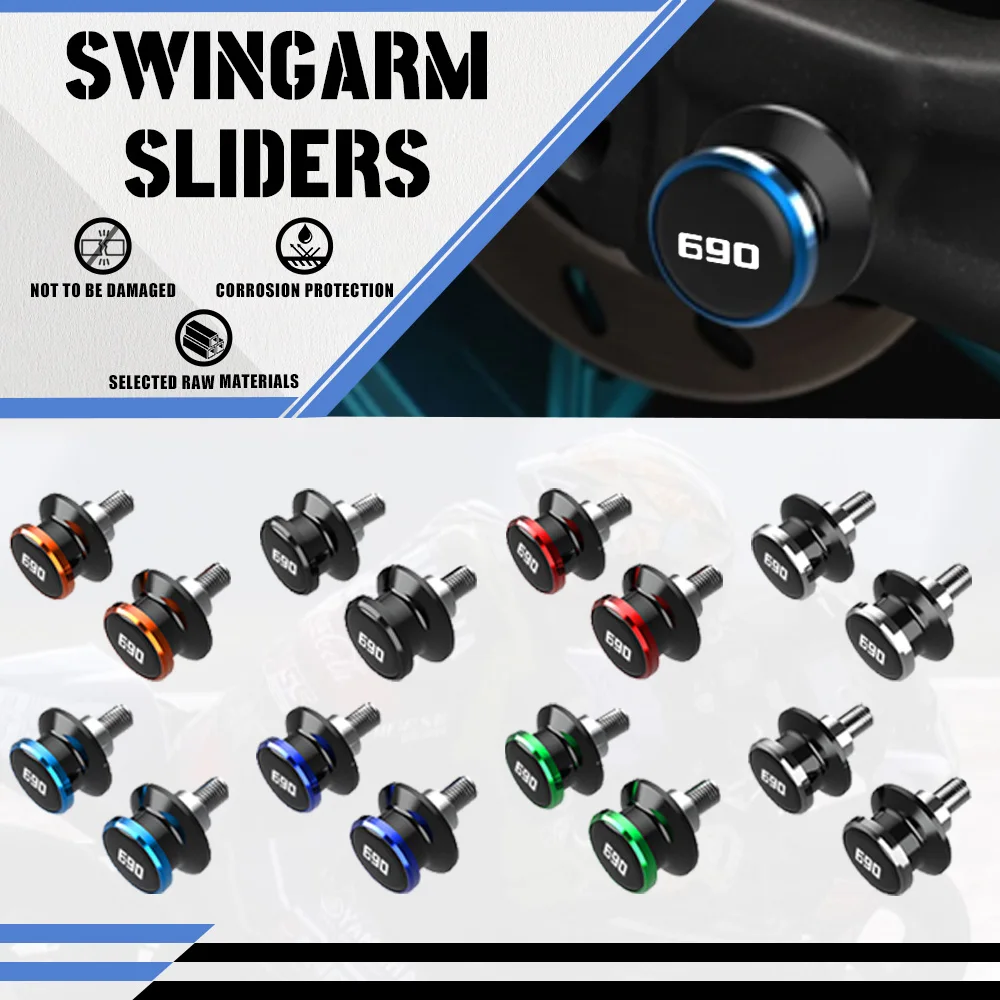 

Motorcycles Accessories 10MM Swingarm Spools Stand Screws Swingarm Sliders For 690 SMC Duke 690SMC SMC R 690Duke 2009-2023