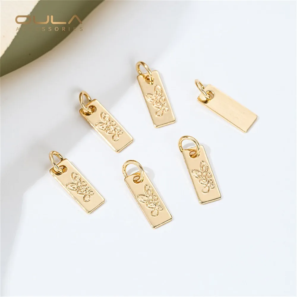 

14K Gold-plated Strong Color Retention Rose Double Butterfly Tulip DIY Extended Tail Chain Bracelet Pendant Accessory Small Tag