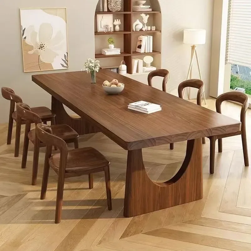 Simple Modern Solid Wood Log Dining Table Rectangular Household Eating Desk Retro Small Apartment Living Room Workbench