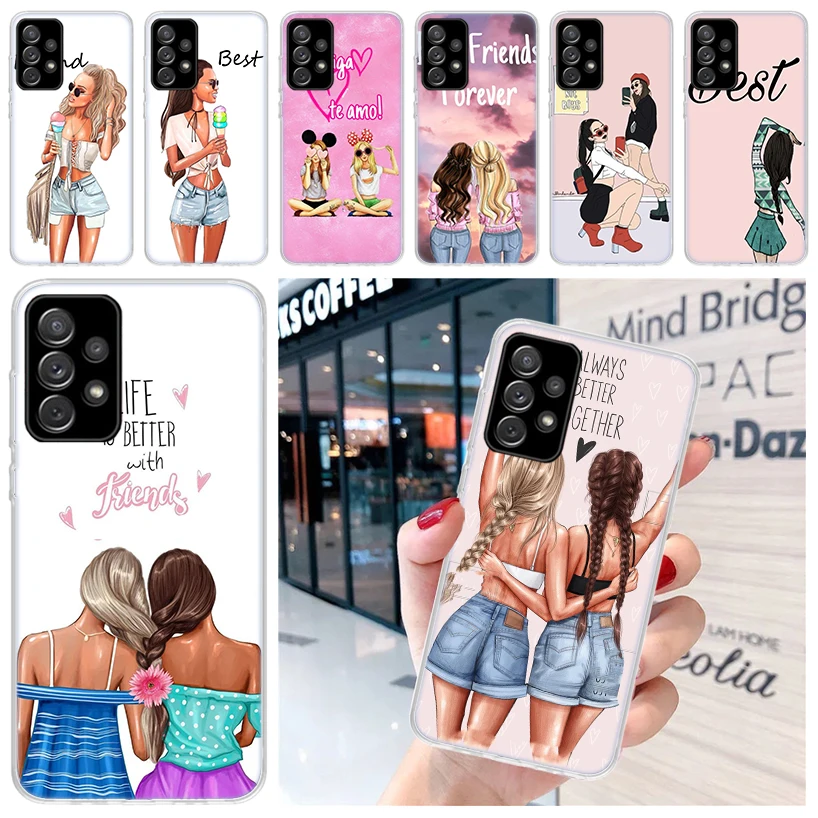 Girls Best Friends Forever BFF Soft Phone Case for Samsung A55 A54 A53 A52 A15 A14 A13 A12 A25 A24 A23 A22 A35 A34 A33 A32 A03S