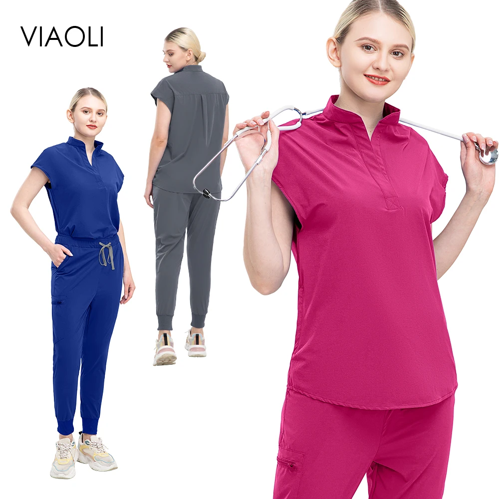 Hot Sale Nurse Uniforms Hospital Uniform Medical Stretch Workwear Nurse Jogger Scrub Set Fashion Scrub Women Nursing Accessories