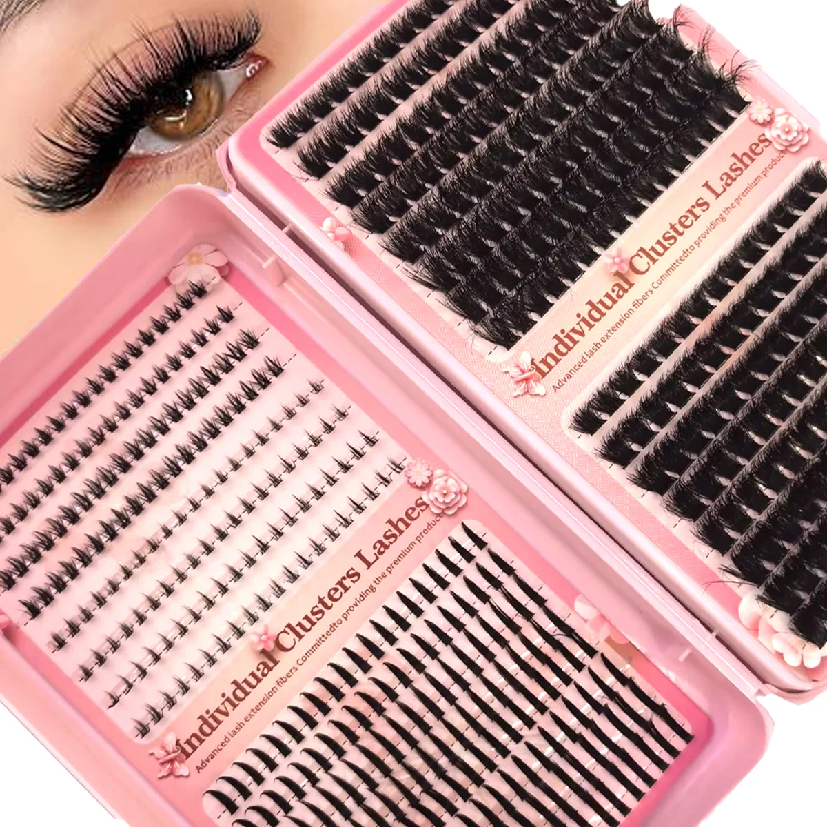 HBZGTLAD Large Capacity Eyelash Book  Extended Unique Pointed Clusters  fairy like and wise personal eyelashes Multiple Mixed