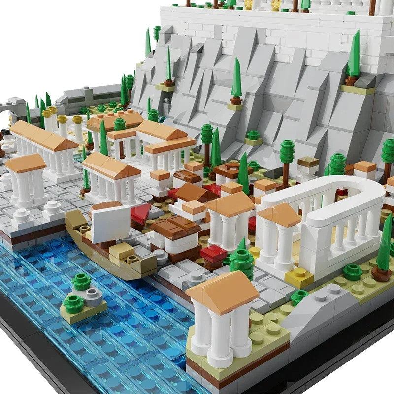 MOC Greece Acropolis of Athens Palace Building Blocks Set Parthenons Castle Tower Architecture Retro Temple Bricks Xmas Toy Gift