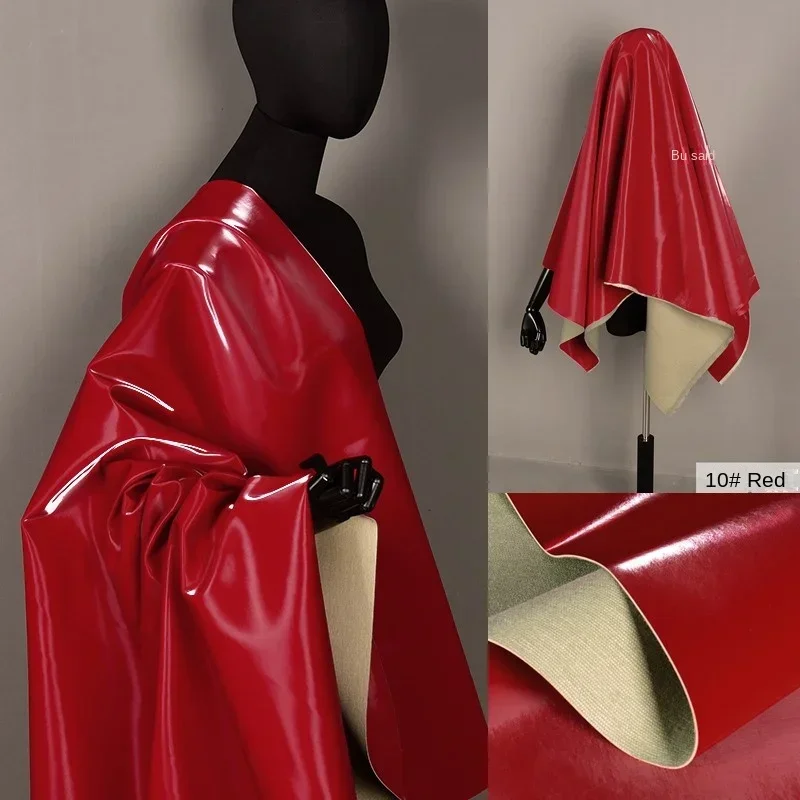 

Thickened Bright Red Leather Fabric Non Elastic Pearl Smooth Soft for Bag Clothing Styling Design Cloth Diy Sewing Per Meter