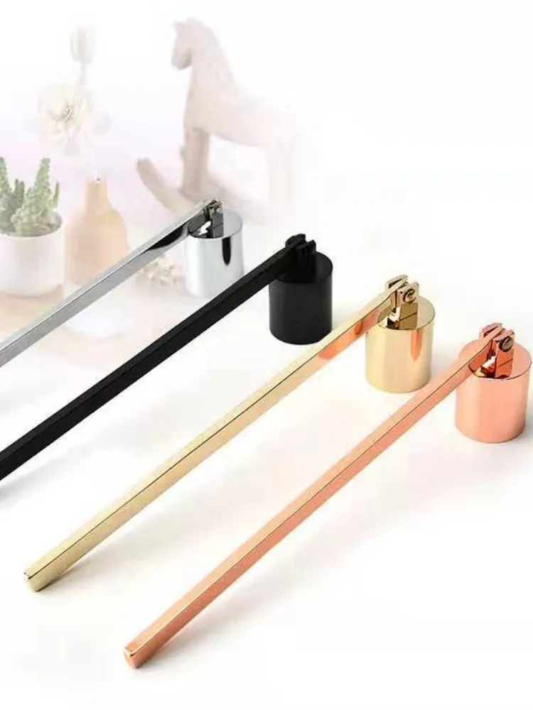 Stainless Steel Candle Snuffer Flame wick tool oil lamp dipper Extinguish Trimmer cutter 19cm put off Rose Gold Black Silve DH98