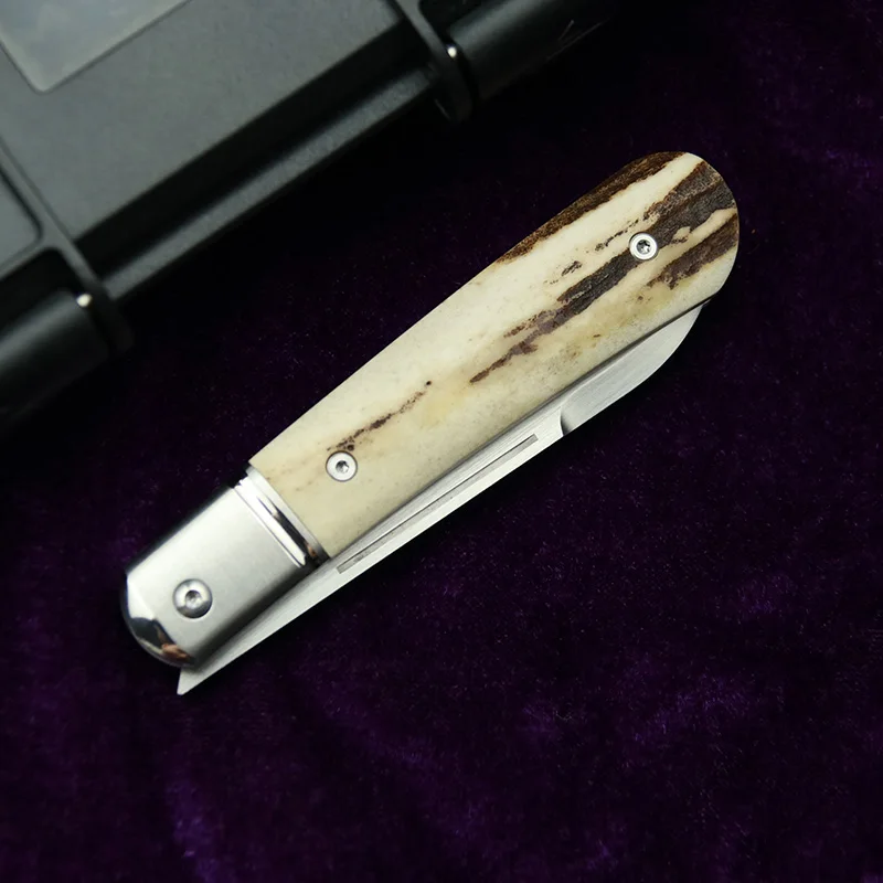 LEMIFSHE deer antler stalk steel handle m390 blade folding knife pocket survival EDC tool camping hunting outdoor knife