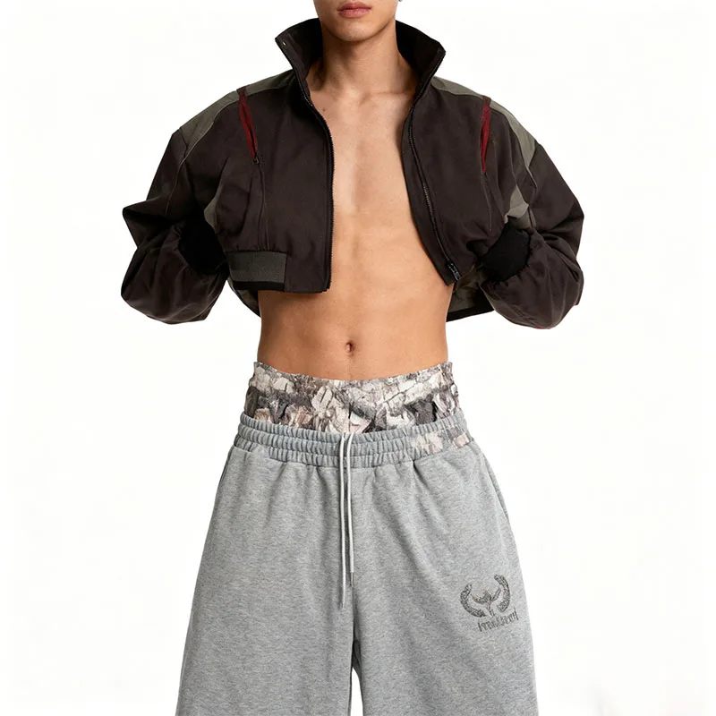 

Дизайн с двойной талией Y2K High Street Хип-хоп Брюки Весна и лето Свободные прямые брюки Мужские брюки для фитнеса и отдыха Спортивные брюки