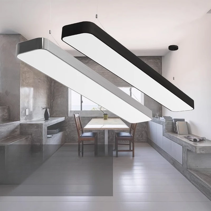 الكلاسيكية أبيض وأسود شريط طويل الاكريليك قلادة LED مصباح التسوق مول استوديو الفصول الدراسية اللوحي الثريات تصميم الزخرفية #1