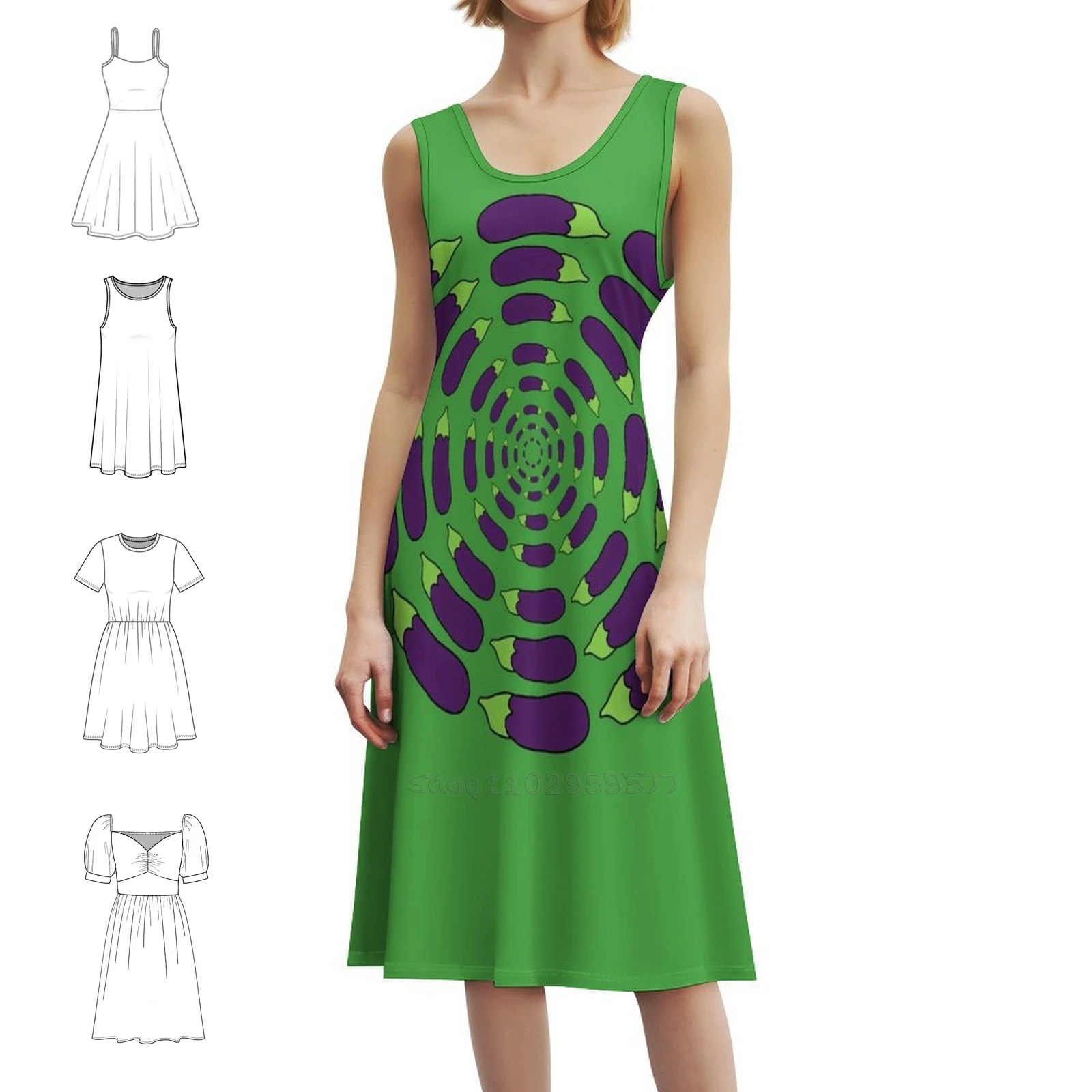 

Eggplant Vortex Korean Style Casual Dress For Women Simple Daily Office Lady Dresses Eggplant Ratatouille French Japanese