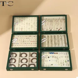 Green Jewelry Storage Box with Cover Ring Earrings Necklace Pendant Bracelet Pearl Necklace Display Box