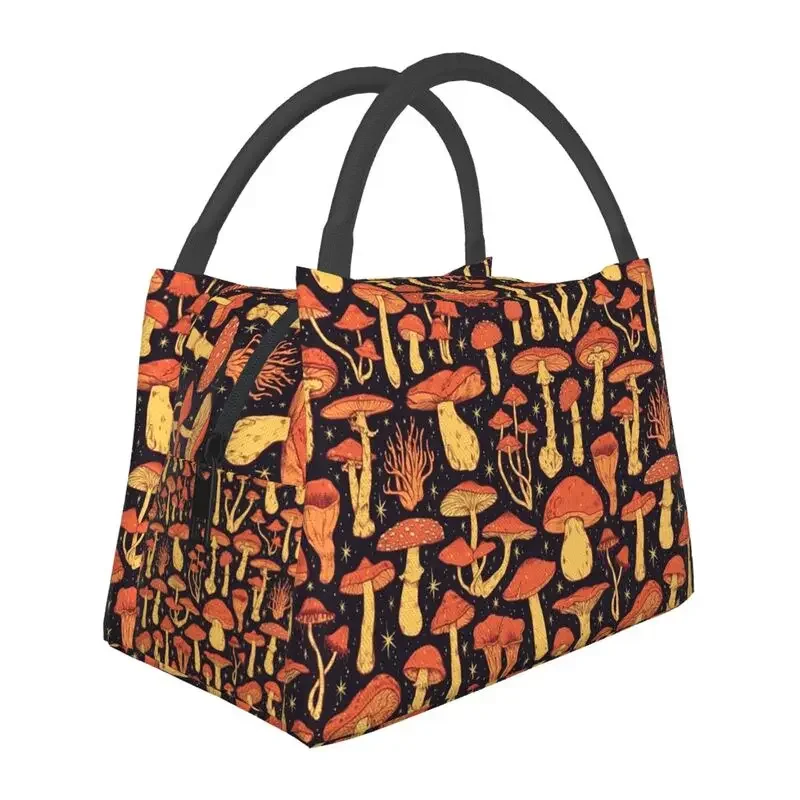 

Deadly Orange Mushrooms Insulated Lunch Tote Bag for Women Resuable Thermal Cooler Bento Box Outdoor Camping Travel